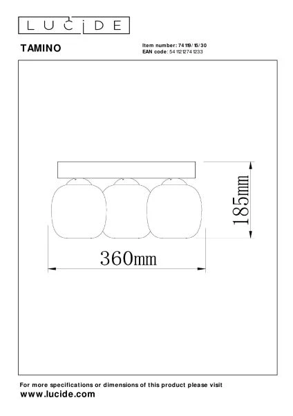 Lucide TAMINO - Flush ceiling light - LED Dim. - 3x5,6W 3000K - Black - technical